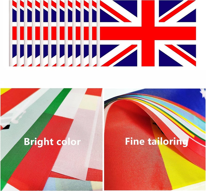 BCLin 12 Pack United Kingdom Desk Flags Set, UK Small Mini Table Office Flags With 12" Solid Black Pole, Black Base and Spear Top, Miniature Desktop Flag, Home Decoration, Office Decoration, Festival - Image 4